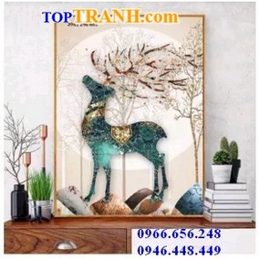 Tranh thêu bích tuần lộc 